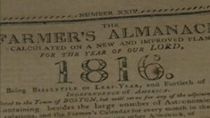 Old Farmer's Almanac nieve y aguanieve julio 1816