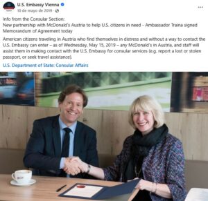 McDonald's de Austria línea directa Embajada de Estados Unidos